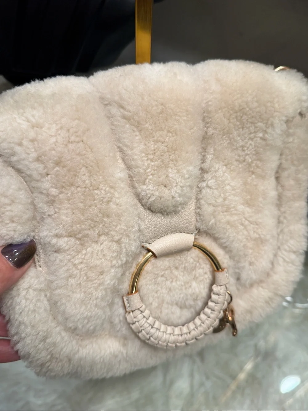 See by Chloe Plush Shearling Crossbody Bag - Cream